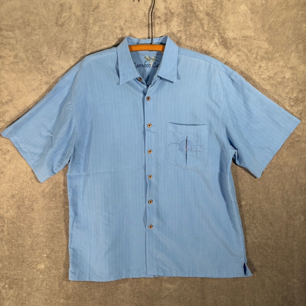 Bamboo Cay Golf Shirt Mens Large Blue‎ Short Sleeve Modal Blend Embroidered